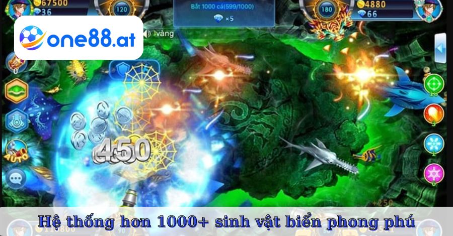 Hệ thống hơn 1000+ sinh vật biển phong phú